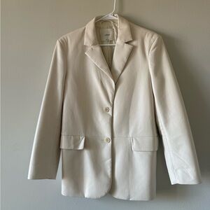 Wilfred Aritzia Cream Beige Blazer Faux Leather Small